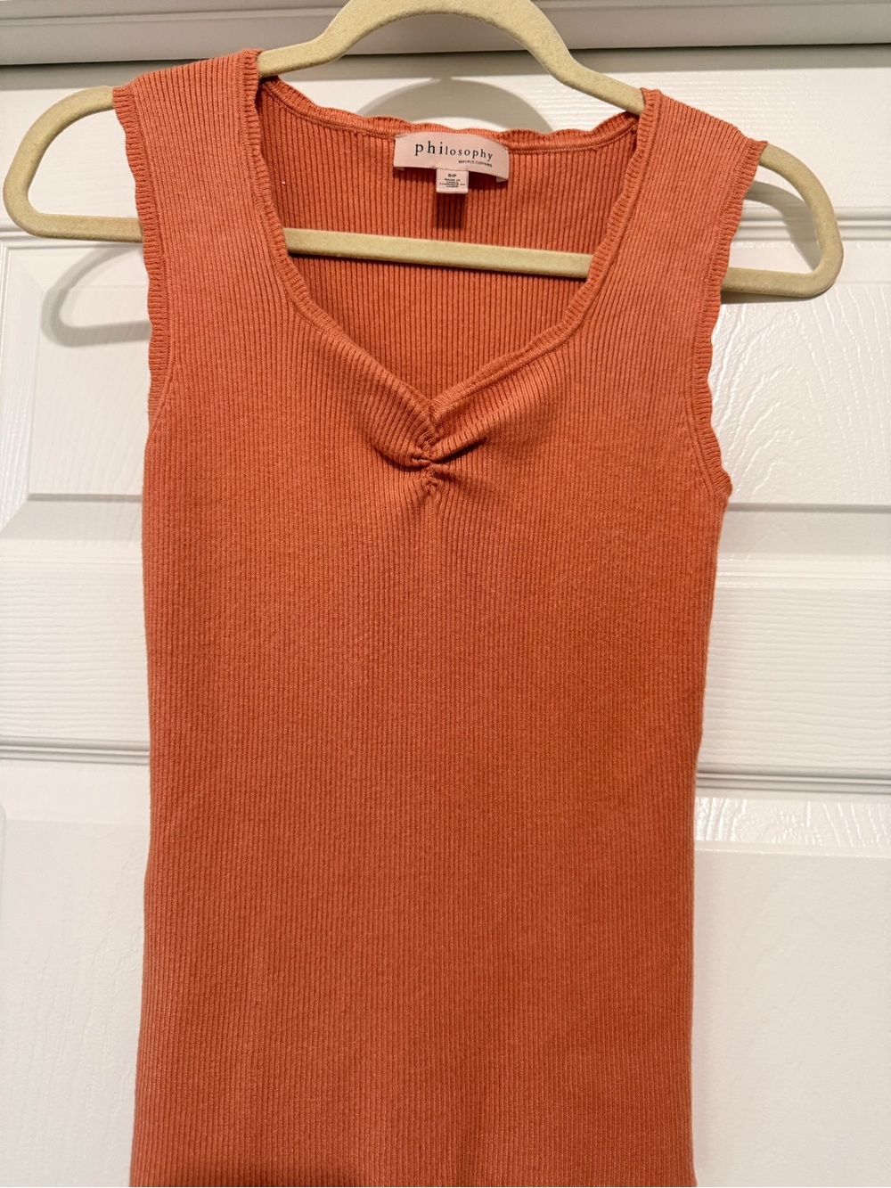 Philosophy Rust-Orange Ribbed Twist-Front Tank